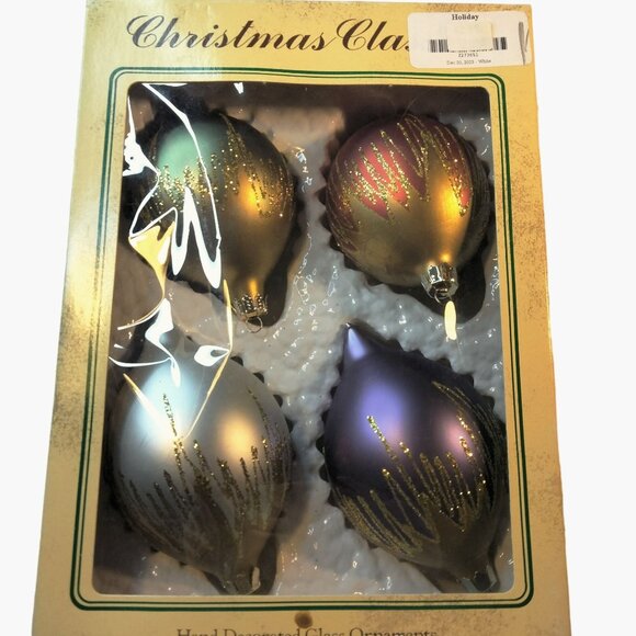 Christmas Classics Ornament Hand Decorated Blown Glass Glitter Romania Craftsmen - Picture 2 of 13